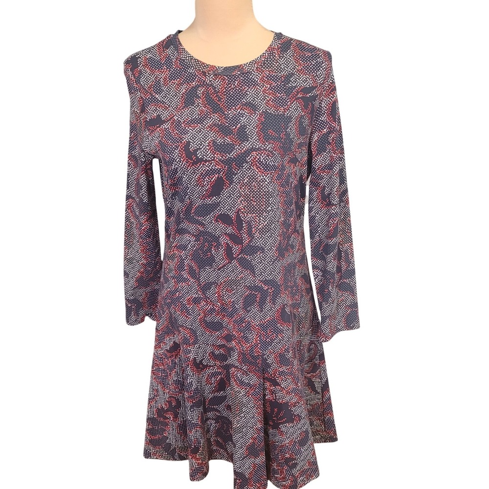 Tory Burch Pima Cotton Dress S‎ Navy Long Sleeve Jersey Knit Travel Dress Career
